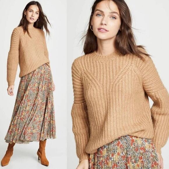 Ulla Johnson Sweaters - Ulla Johnson Kitty Baby Alpaca Chunky Knit Pullover Sweater Tan Brown Size M
